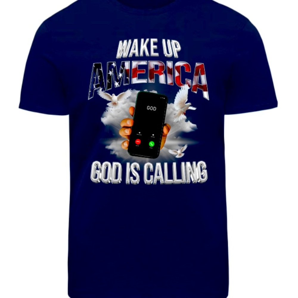 Gildan God is Calling Graphic Tee - Dark Blue